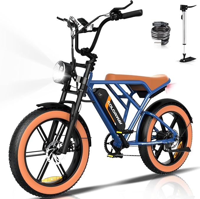 COLORWAY BK29 Electric city Bikes | 15ah | 62miles | 15Mph - OrangeBlack/OrangeBlue for Adults