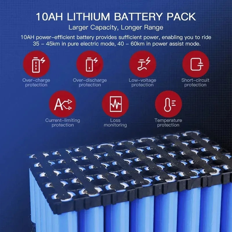 DYU D3F Electric Bike | 10Ah | 45 Miles | 15 Mph - Black