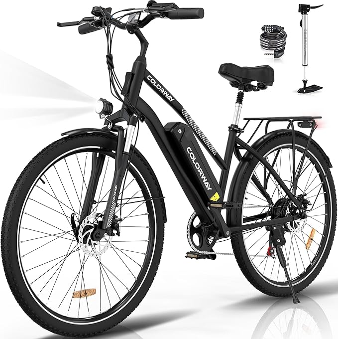COLORWAY BK27 Affordable Electric Bicycle | 15Ah | 62Miles | 15Mph - Black