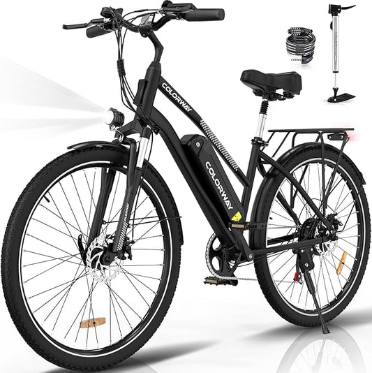 COLORWAY BK27 Affordable Electric Bicycle | 15Ah | 62Miles | 15Mph - Black
