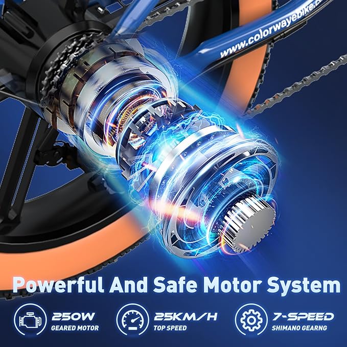 COLORWAY BK29 Electric city Bikes | 15ah | 62miles | 15Mph - OrangeBlack/OrangeBlue for Adults