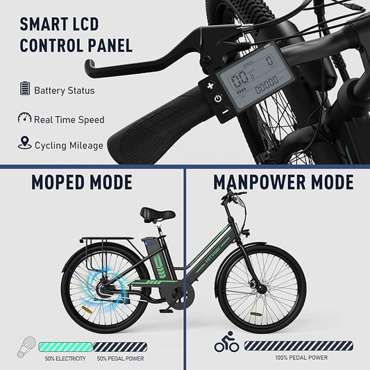 HITWAY Electric Bikes BK8S | 8.4Ah | 37 miles  | 15.5mph - Black/White/Blue