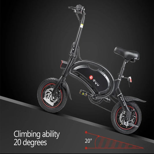 DYU D3F Electric Bike | 10Ah | 45 Miles | 15 Mph - Black