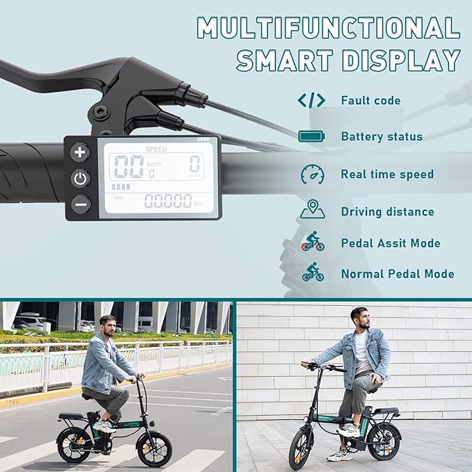 Hitway Bk5 Best Folding Electric Bike | 8.4Ah | 31miles | 15.5Mph - Green/White