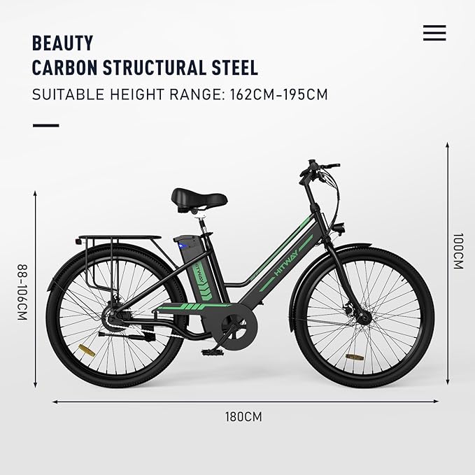 HITWAY Electric Bikes BK8S | 8.4Ah | 37 miles  | 15.5mph - Black/White/Blue