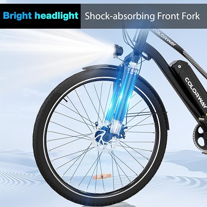 COLORWAY BK27 Affordable Electric Bicycle | 15Ah | 62Miles | 15Mph - Black