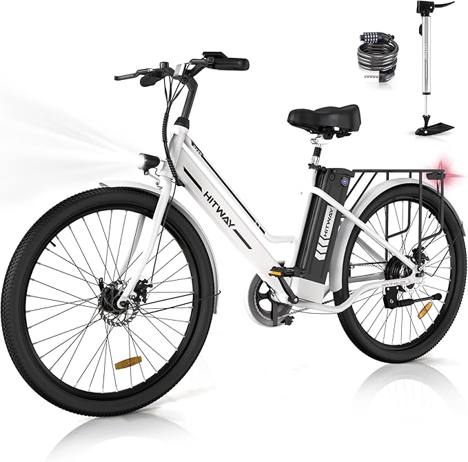 HITWAY Electric Bikes BK8S | 8.4Ah | 37 miles  | 15.5mph - Black/White/Blue