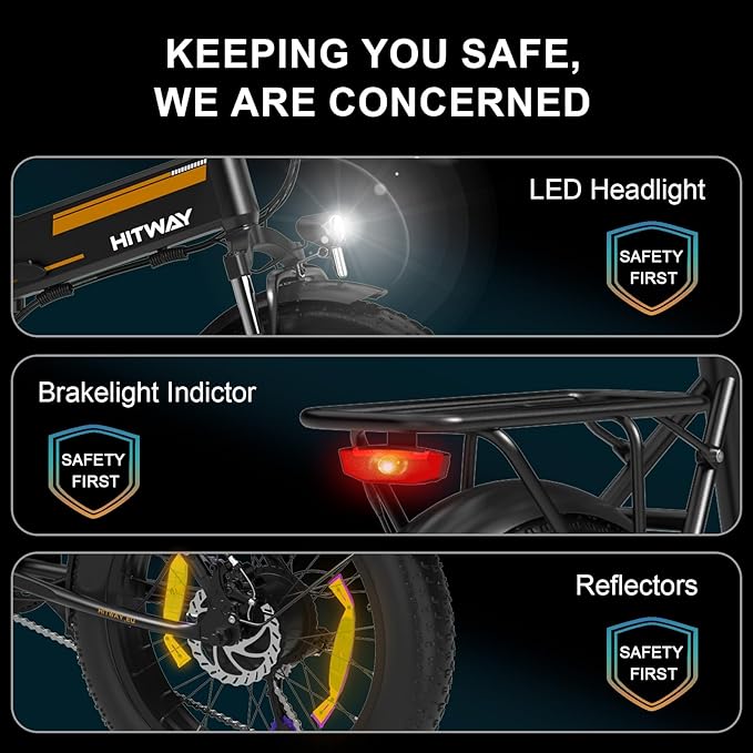 Hitway Electric Bike BK10 | 12Ah | 55 miles| 15 mph - Green/orange