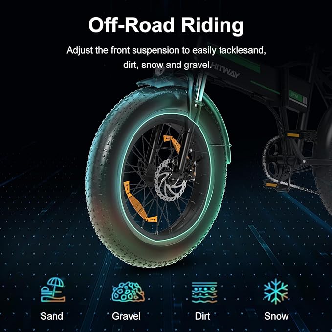 Hitway Electric Bike BK10 | 12Ah | 55 miles| 15 mph - Green/orange