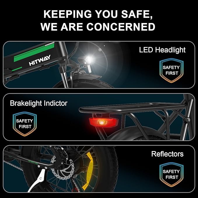Hitway Electric Bike BK10 | 12Ah | 55 miles| 15 mph - Green/orange