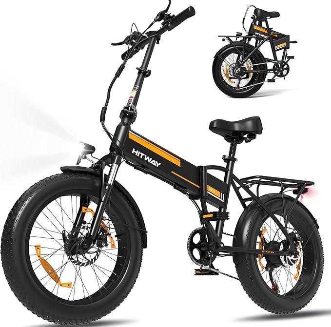 Hitway Electric Bike BK10 | 12Ah | 55 miles| 15 mph - Green/orange