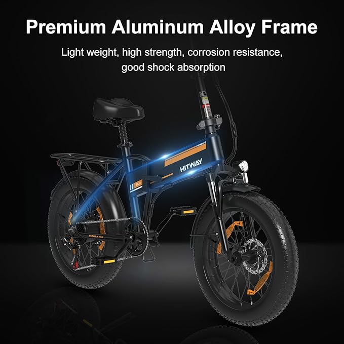 Hitway Electric Bike BK10 | 12Ah | 55 miles| 15 mph - Green/orange