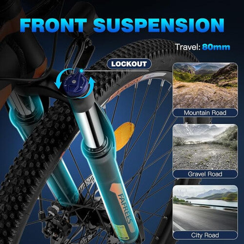 Fafrees Hailong Electric Mountain Bikes | 13Ah | 32 miles | 15.5Mph - Black/White