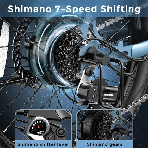 Fafrees F20 Light Best folding electric bike UK | 14.5Ah | 31miles | 15.5Mph - Black/NavyBlue/ThymeGreen