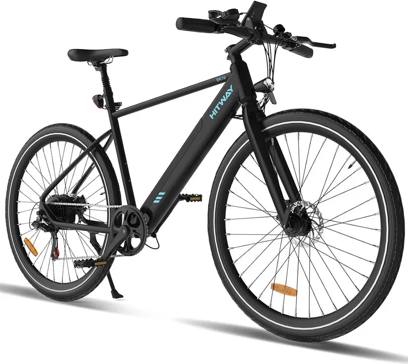 HITWAY BK19 Best Electric Mountain Bike | 12Ah | 75miles | 15.5Mph - Black/White/SkyBlue