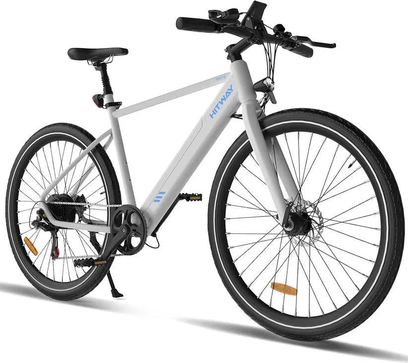 HITWAY BK19 Best Electric Mountain Bike | 12Ah | 75miles | 15.5Mph - Black/White/SkyBlue