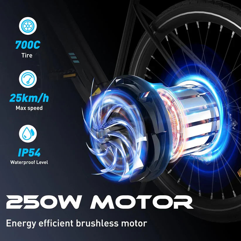 HITWAY BK19 Best Electric Mountain Bike | 12Ah | 75miles | 15.5Mph - Black/White/SkyBlue