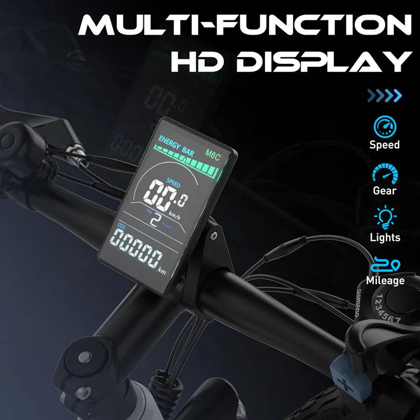 HITWAY BK19 Best Electric Mountain Bike | 12Ah | 75miles | 15.5Mph - Black/White/SkyBlue