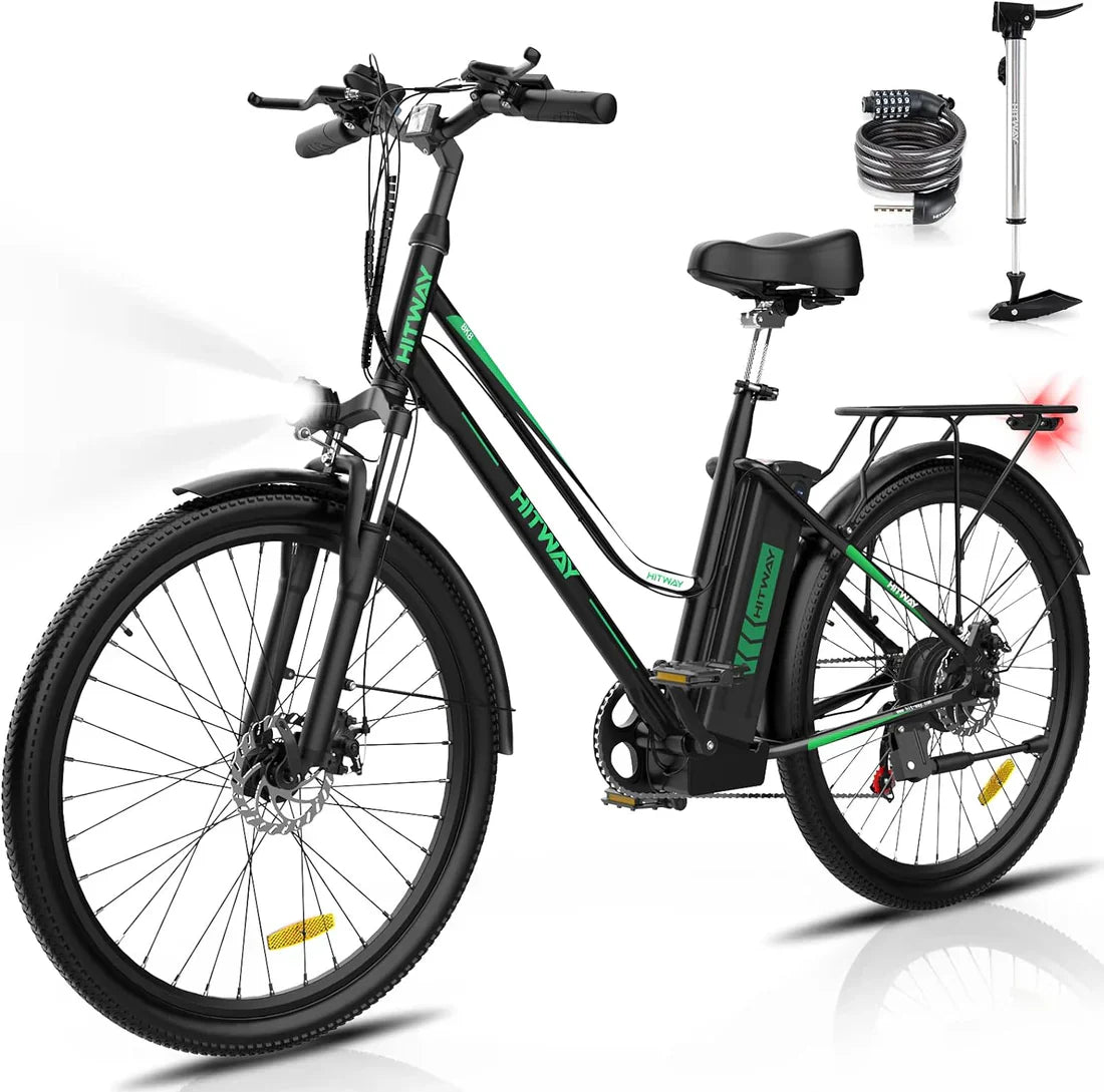Hitway BK8 Electric Bike UK | 11.2Ah |  55 miles | 15.5 Mph - Black/White