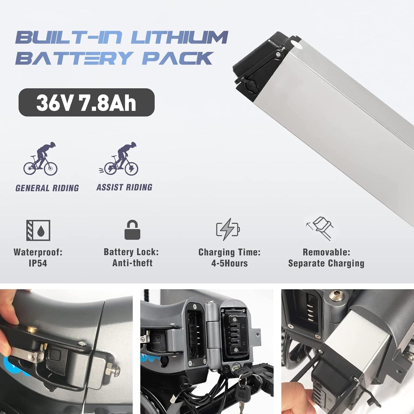 BK2 Hitway Folding Electric Bike | 7.8Ah | 31 miles | 15.5 Mph - Grey / Black Green