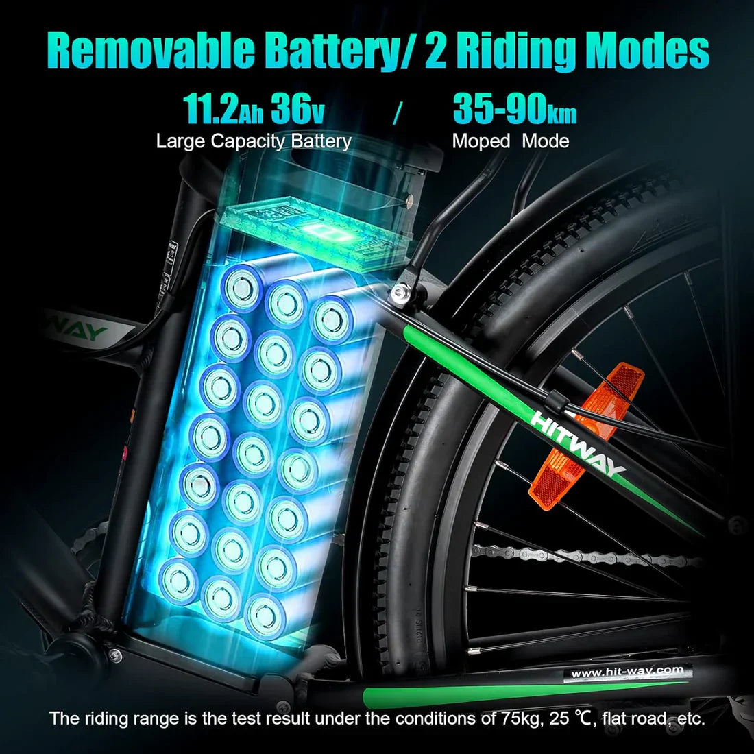 Hitway BK8 Electric Bike UK | 11.2Ah |  55 miles | 15.5 Mph - Black/White