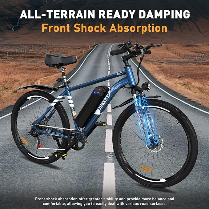 HITWAY BK15 Electric MTB Bikes | 12Ah | 55 miles | 15.5 Mph - Navy Blue/White/Black