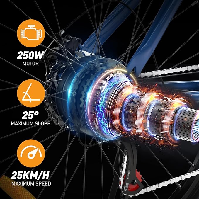 HITWAY BK15 Electric MTB Bikes | 12Ah | 55 miles | 15.5 Mph - Navy Blue/White/Black