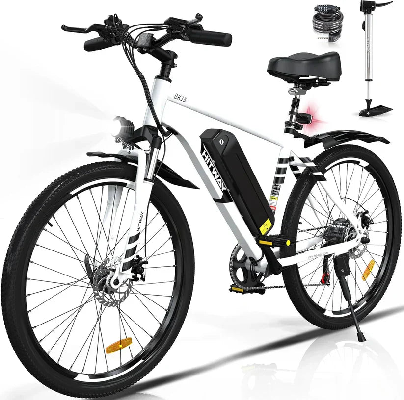 HITWAY BK15 Electric MTB Bikes | 12Ah | 55 miles | 15.5 Mph - Navy Blue/White/Black