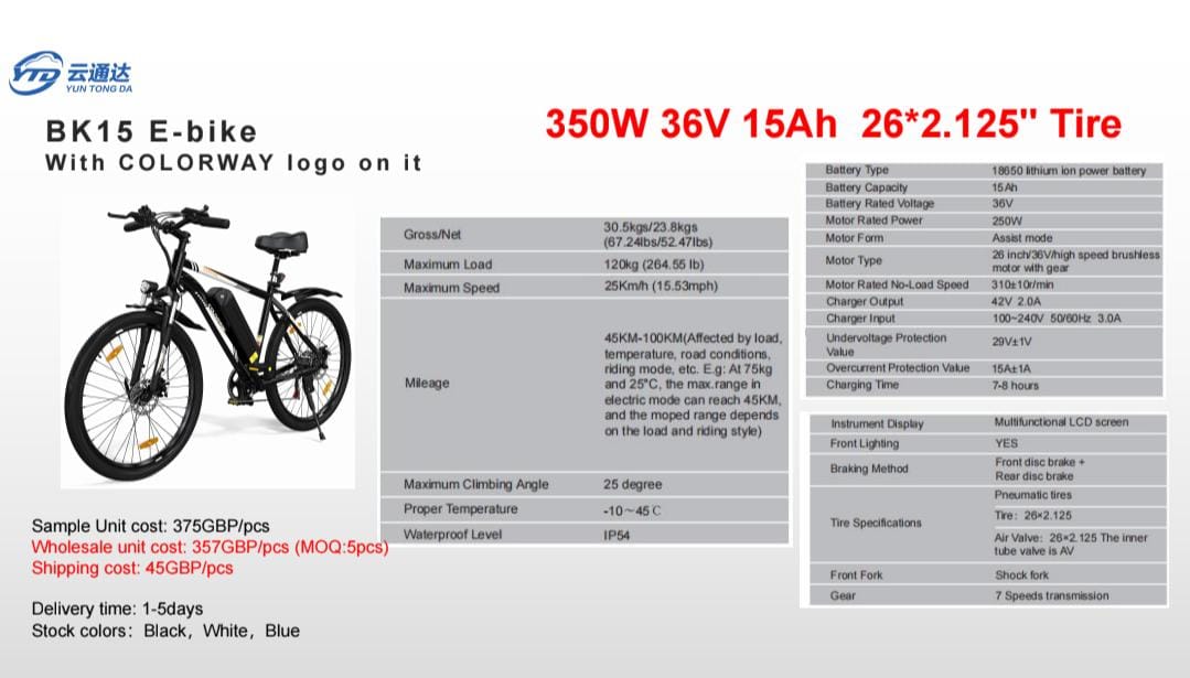 HITWAY BK15 Electric MTB Bikes | 12Ah | 55 miles | 15.5 Mph - Navy Blue/White/Black