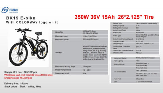 HITWAY BK15 Electric MTB Bikes | 12Ah | 55 miles | 15.5 Mph - Navy Blue/White/Black