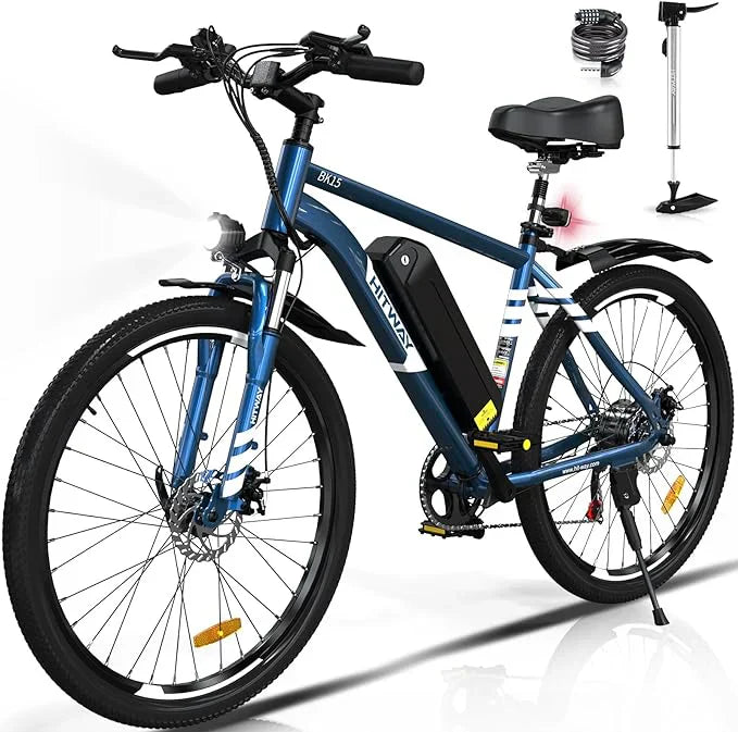 HITWAY BK15 Electric MTB Bikes | 12Ah | 55 miles | 15.5 Mph - Navy Blue/White/Black