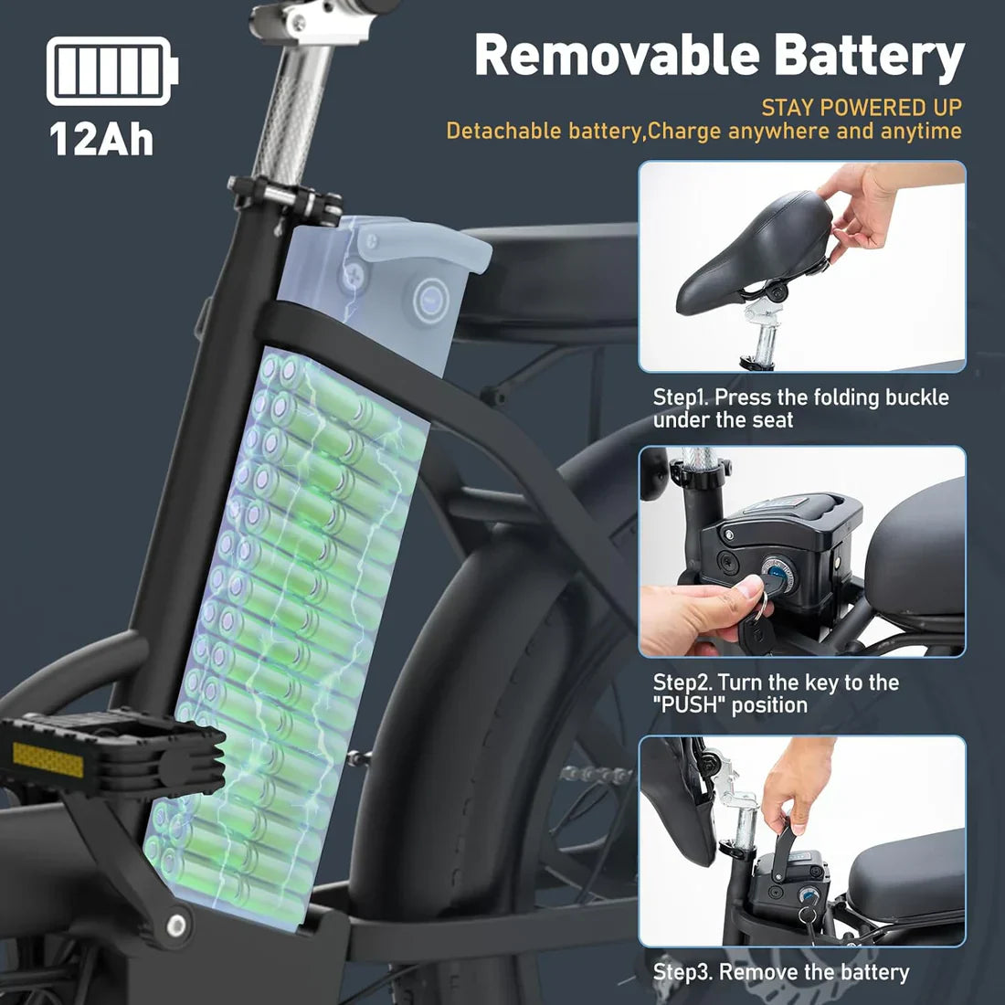 HITWAY BK6s Electric Bike | 12.5Ah | 43 miles | 15.5 Mph - Red/Gray/Blue/Black